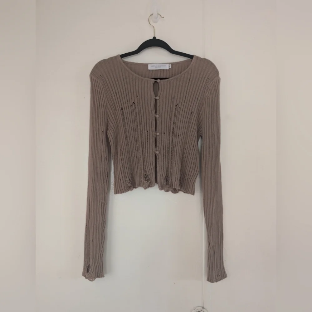 Tan Ribbed Women’s Cardigan
